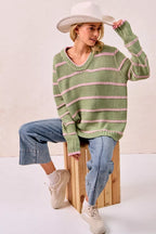 BiBi Striped Long Sleeve Sweater – Classic Cozy Everyday Style
