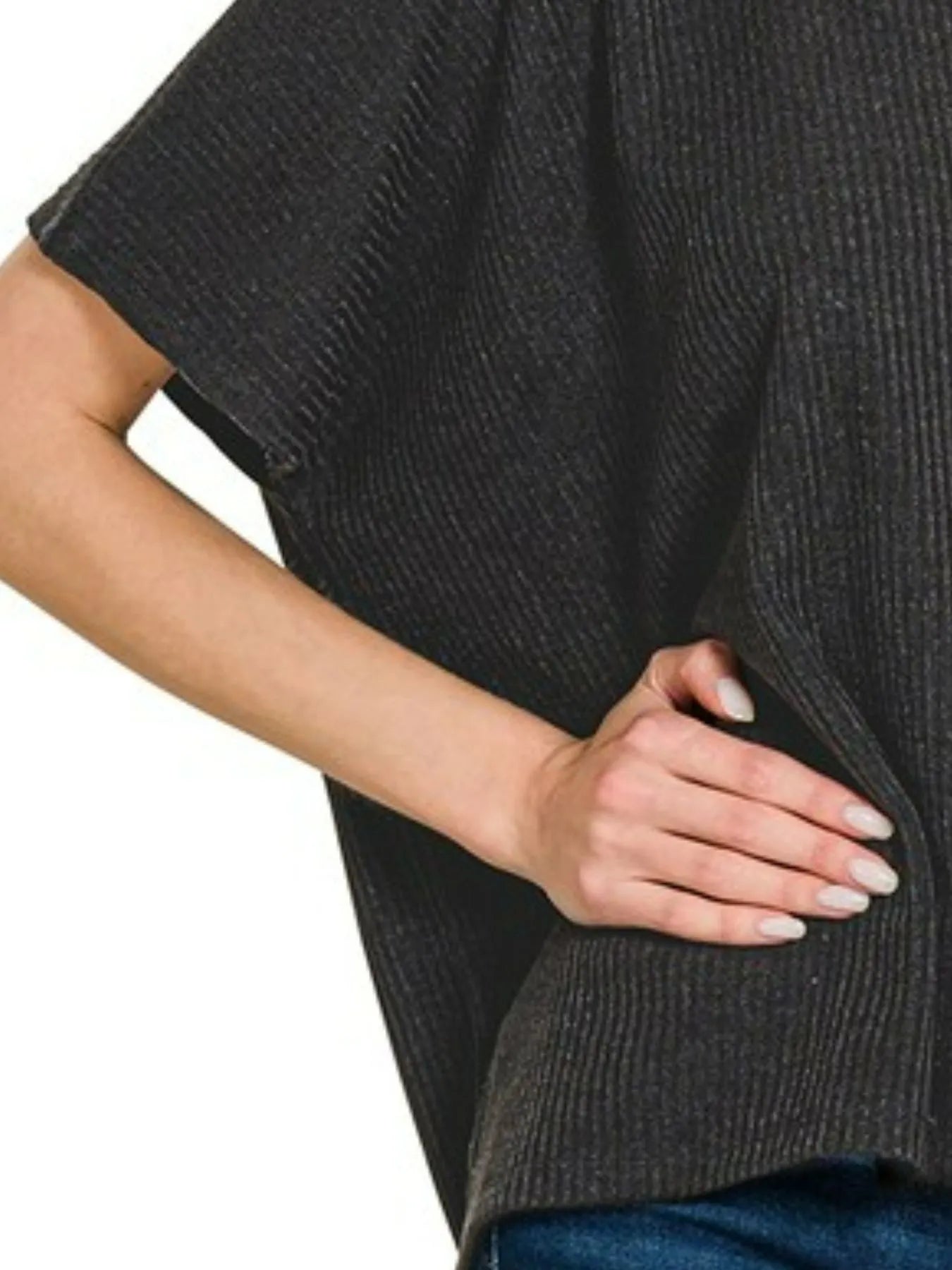 Ribbed Knit Short Sleeve Pullover – Relaxed Fit & Everyday Comfort