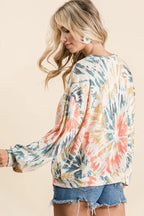 BiBi Tie Dye Print Terry Pullover – Comfy, Casual & Trendy Everyday Wear