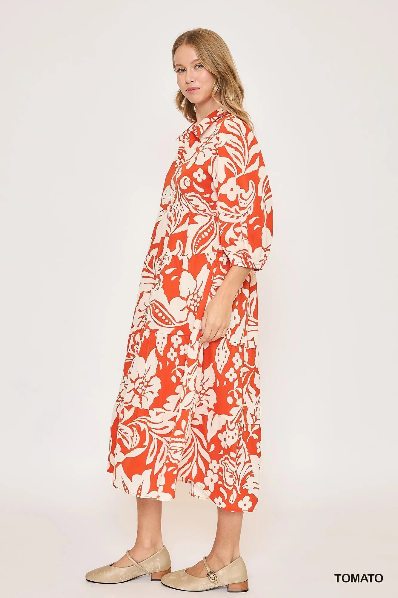 Floral Print Tiered Midi Dress Romantic & Elegant for Any Occasion