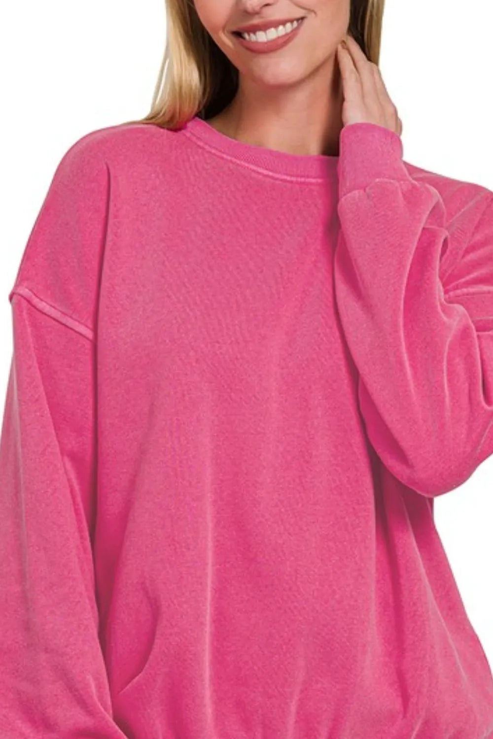 Hot Pink Oversized Fleece Sweatshirt – Cozy, Stylish & Modern Fit
