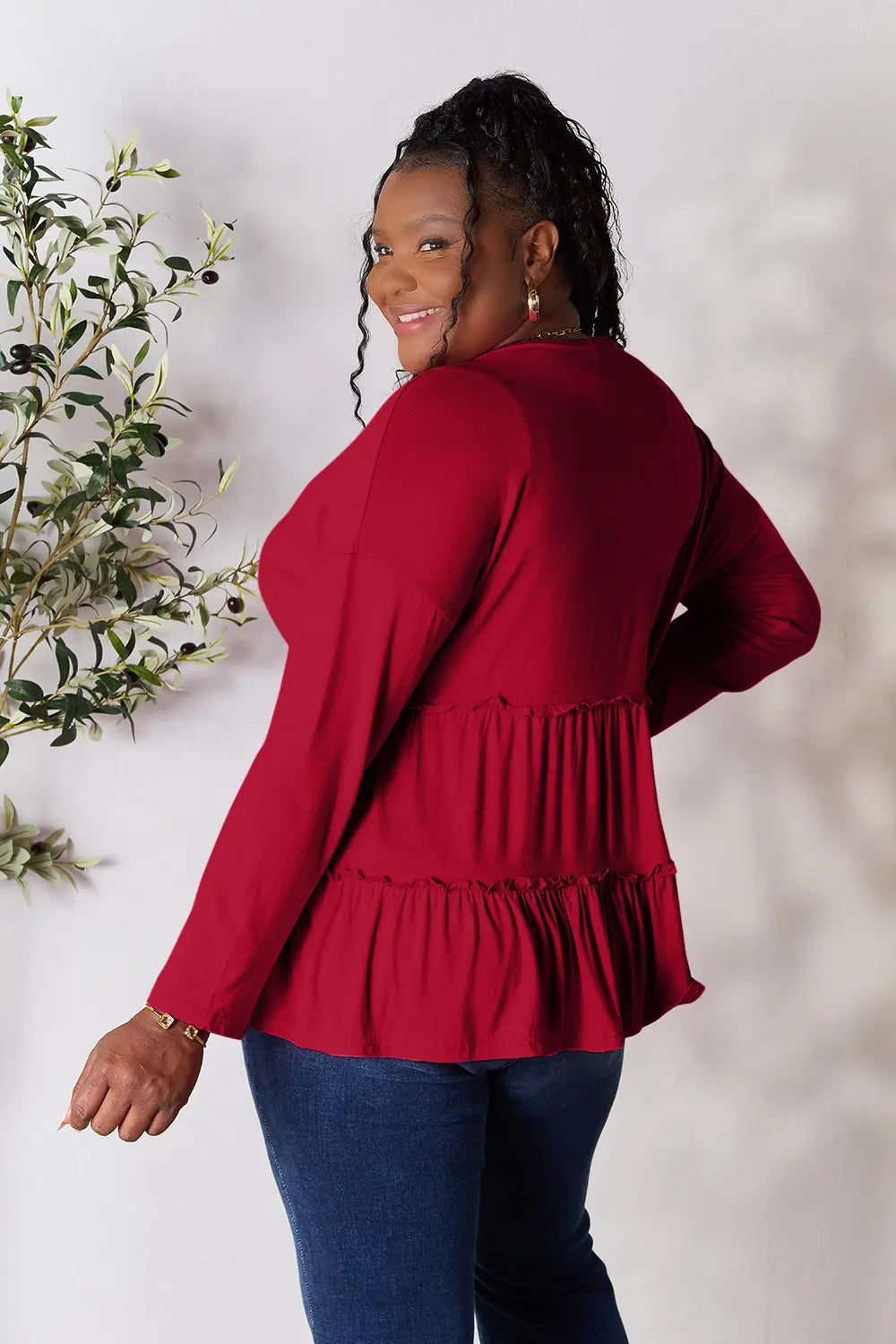Half Button Ruffle Hem Blouse – Feminine, Flowy & Versatile