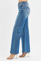 Risen High Rise Wide Leg Jeans