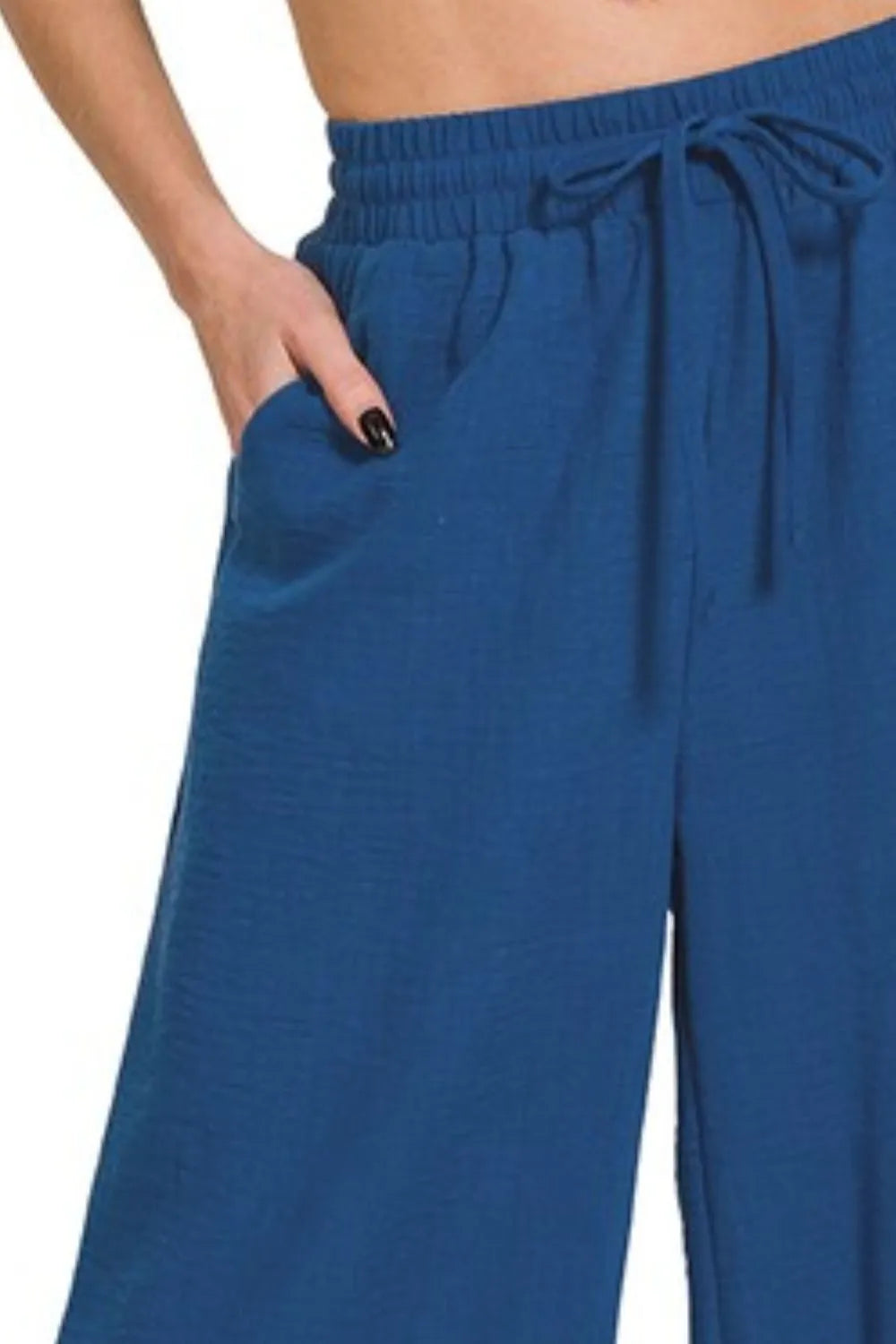 Woven Crepe Cropped Pants – Elastic Waist & Effortless Style