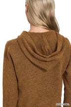 Camel Hooded Zip-Up Cardigan – Soft Knit Layer with Classic Style