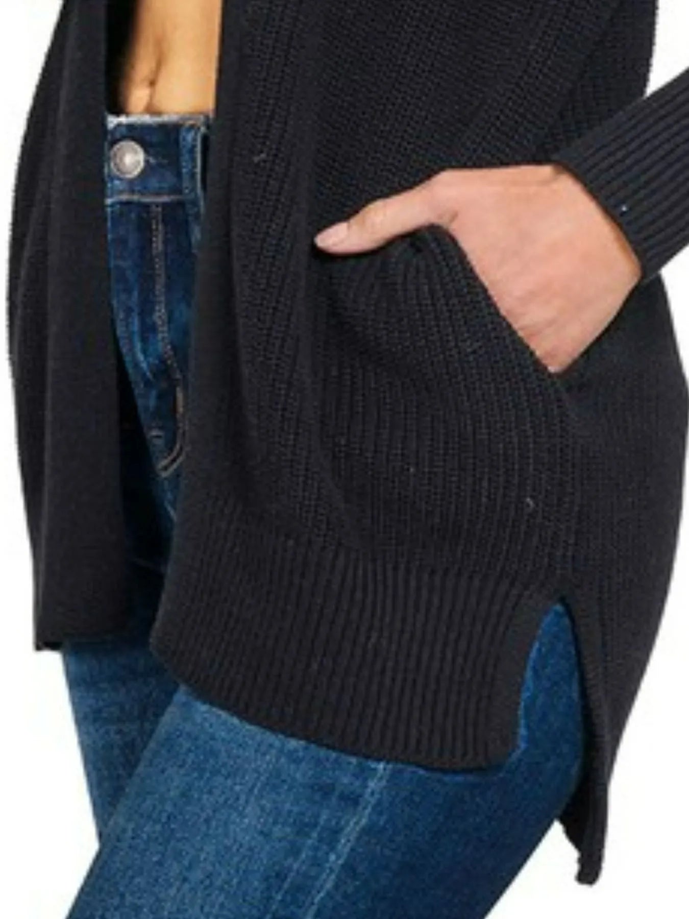 Eyelet Open Sweater Cardigan with Pockets – Feminine & Cozy Layer