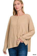 Ribbed Hi-Low Dolman Sleeve Sweater – Center Seam & Relaxed Fit