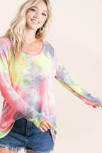 Tie-Dye Print Low Gauge Knit Top | Trendy Women’s Casual Lightweight Shirt
