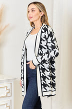 Houndstooth Longline Cardigan – Elegant, Versatile & Effortless Layering