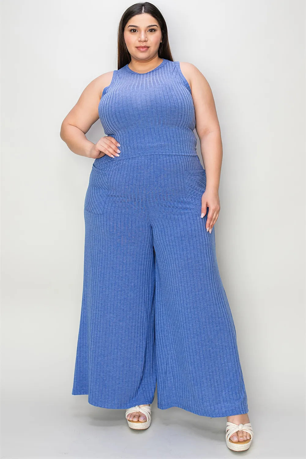 Ribbed Tank & Wide Leg Pants Set – Chic, Comfy & Effortless