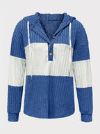 Color Block Drawstring Long Sleeve Hoodie – Casual Cozy Pullover