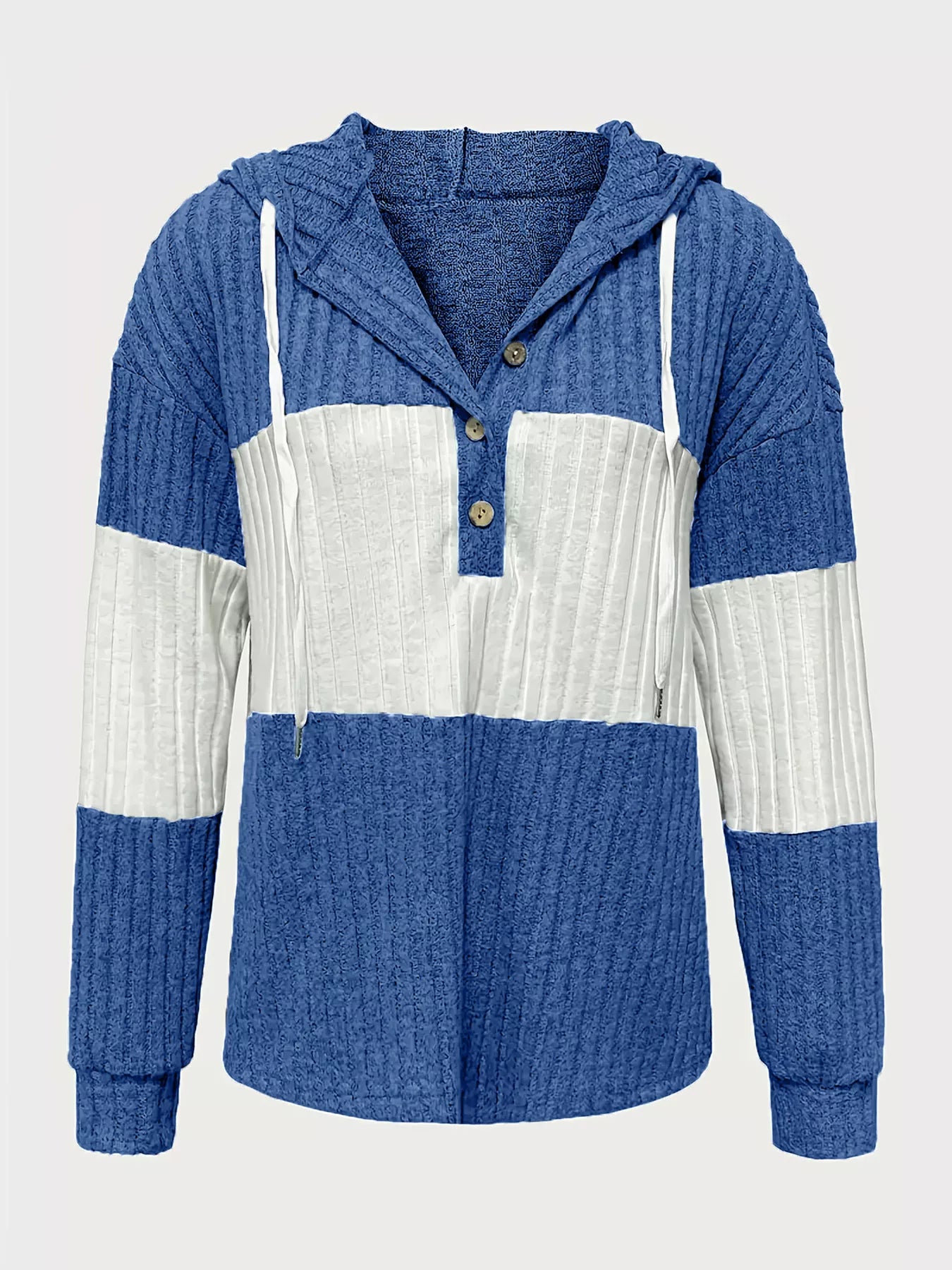 Color Block Drawstring Long Sleeve Hoodie – Casual Cozy Pullover