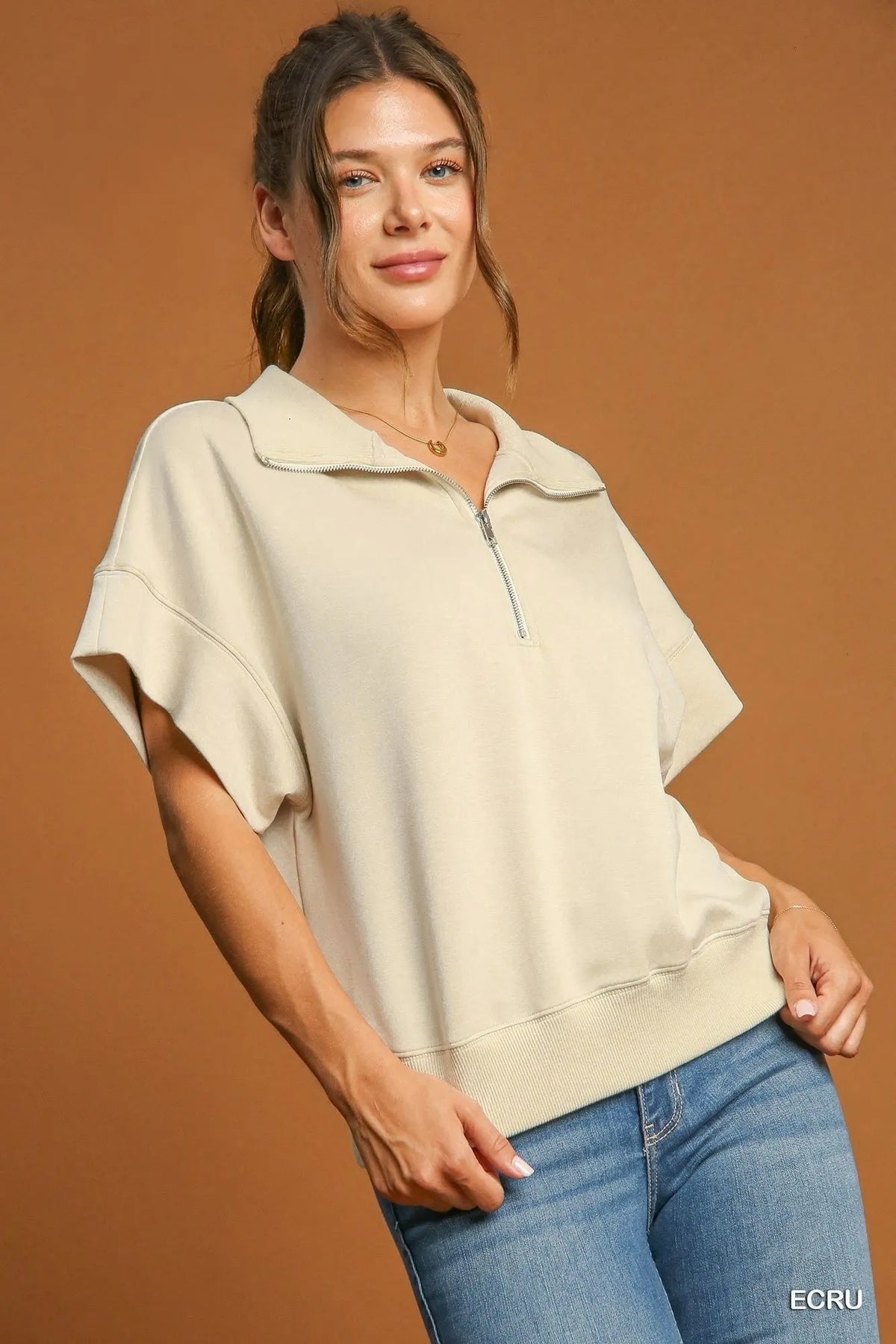 Half-Zip Short Sleeve Top – Versatile Active & Casual Wear