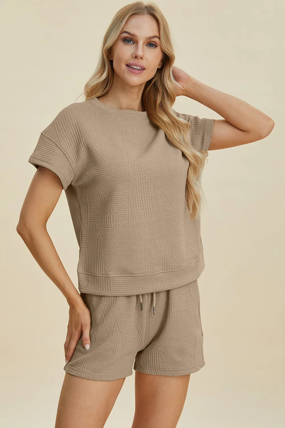 Textured Short Sleeve Top & Shorts Set – Comfy, Chic & Versatile