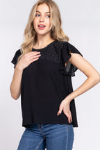 Ruffle Sleeve Crochet Blouse – Feminine, Lightweight & Boho-Chic