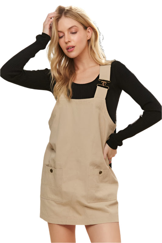 ADORA Adjustable Wide Strap Square Neck Overall Dress