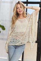 Crochet Lace Boat Neck Cover Up – Elegant & Lightweight Beach Layer