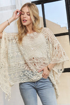 Crochet Lace Boat Neck Cover Up – Elegant & Lightweight Beach Layer