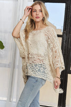 Crochet Lace Boat Neck Cover Up – Elegant & Lightweight Beach Layer