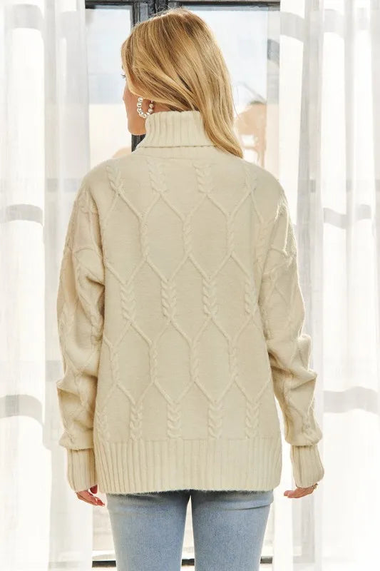 ADORA Braid Diamond Pattern Sweater