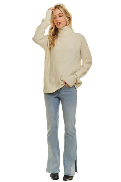 ADORA Braid Diamond Pattern Sweater