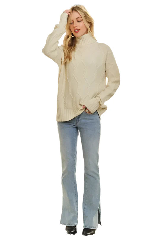 ADORA Braid Diamond Pattern Sweater