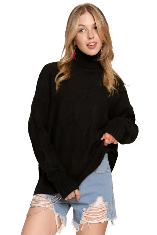 ADORA Braid Diamond Pattern Sweater