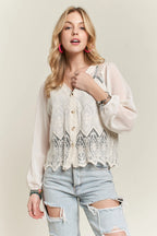 Button Down Embroidered Blouse – Elegant & Versatile Style