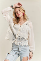 Button Down Embroidered Blouse – Elegant & Versatile Style