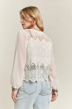 Button Down Embroidered Blouse – Elegant & Versatile Style