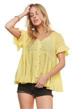 Button Down Ruffled Babydoll Blouse – Feminine & Flattering Style