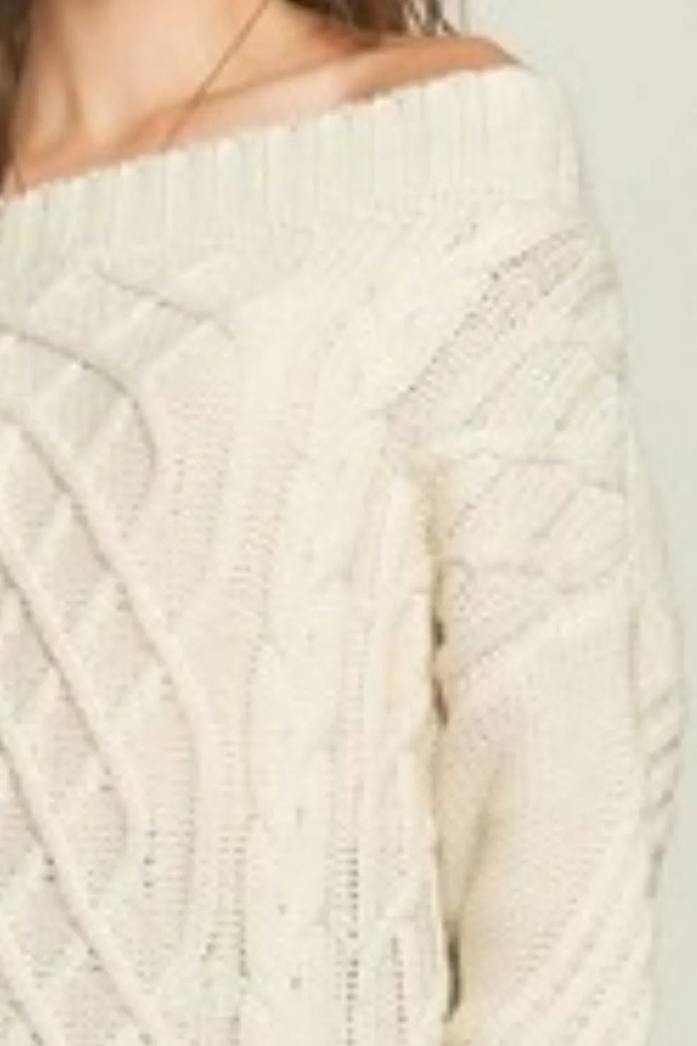 Cable Knit Off Shoulder Sweater – Cozy, Feminine & On-Trend