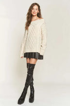 Cable Knit Off Shoulder Sweater – Cozy, Feminine & On-Trend