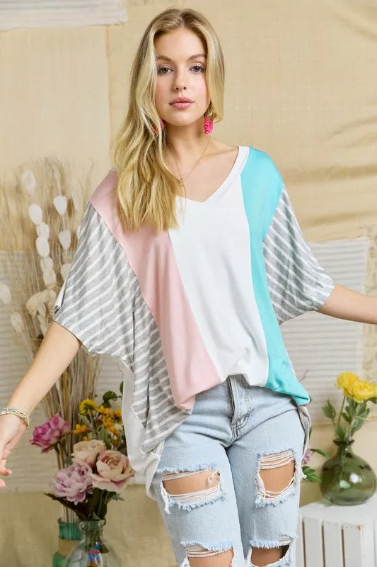 Colorblock Casual Knit Tunic Top – Stylish Everyday Wear