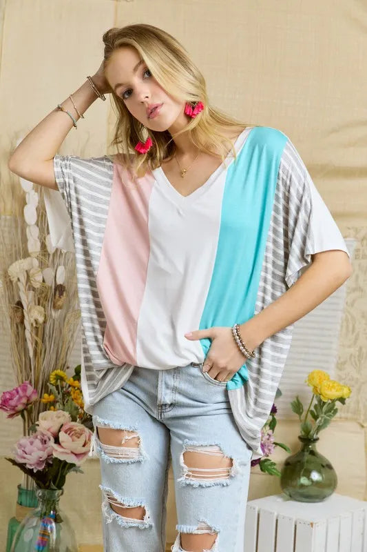 Colorblock Casual Knit Tunic Top – Stylish Everyday Wear