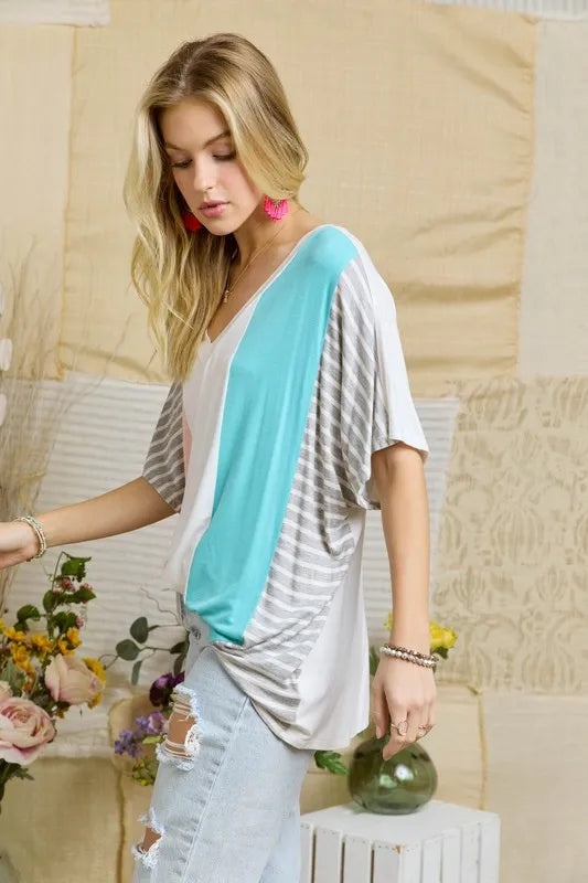 Colorblock Casual Knit Tunic Top – Stylish Everyday Wear