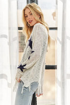 Distressed Star Sweater Top – Edgy, Trendy & Casual Cool