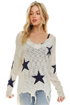 Distressed Star Sweater Top – Edgy, Trendy & Casual Cool