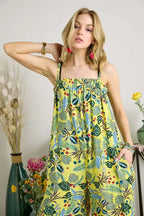 Elastic Detail Tropical Jumpsuit – Chic Summer One-Piece