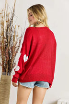 Heart Design V-Neck Knit Top – Sweet, Cozy & Love-Inspired Style