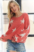 Star Contrast Round Neck Sweater – Fun, Chic & Effortlessly Stylish