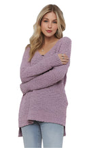 ADORA High-Low Side Slit V-Neck Sweater