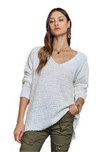 ADORA High-Low Side Slit V-Neck Sweater