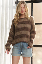 Horizontal Striped Knit Sweater – Classic, Cozy & Textured Style