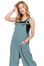 ADORA Knotted Wide Strap Wide Leg Overalls