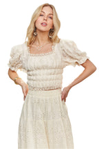 Lace Smocked Waist Peasant Top – Boho Chic & Feminine Style