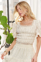 Lace Smocked Waist Peasant Top – Boho Chic & Feminine Style
