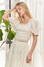 Lace Smocked Waist Peasant Top – Boho Chic & Feminine Style
