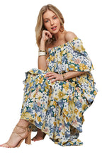 ADORA Layered Floral Off-Shoulder Short Sleeve Maxi Dress