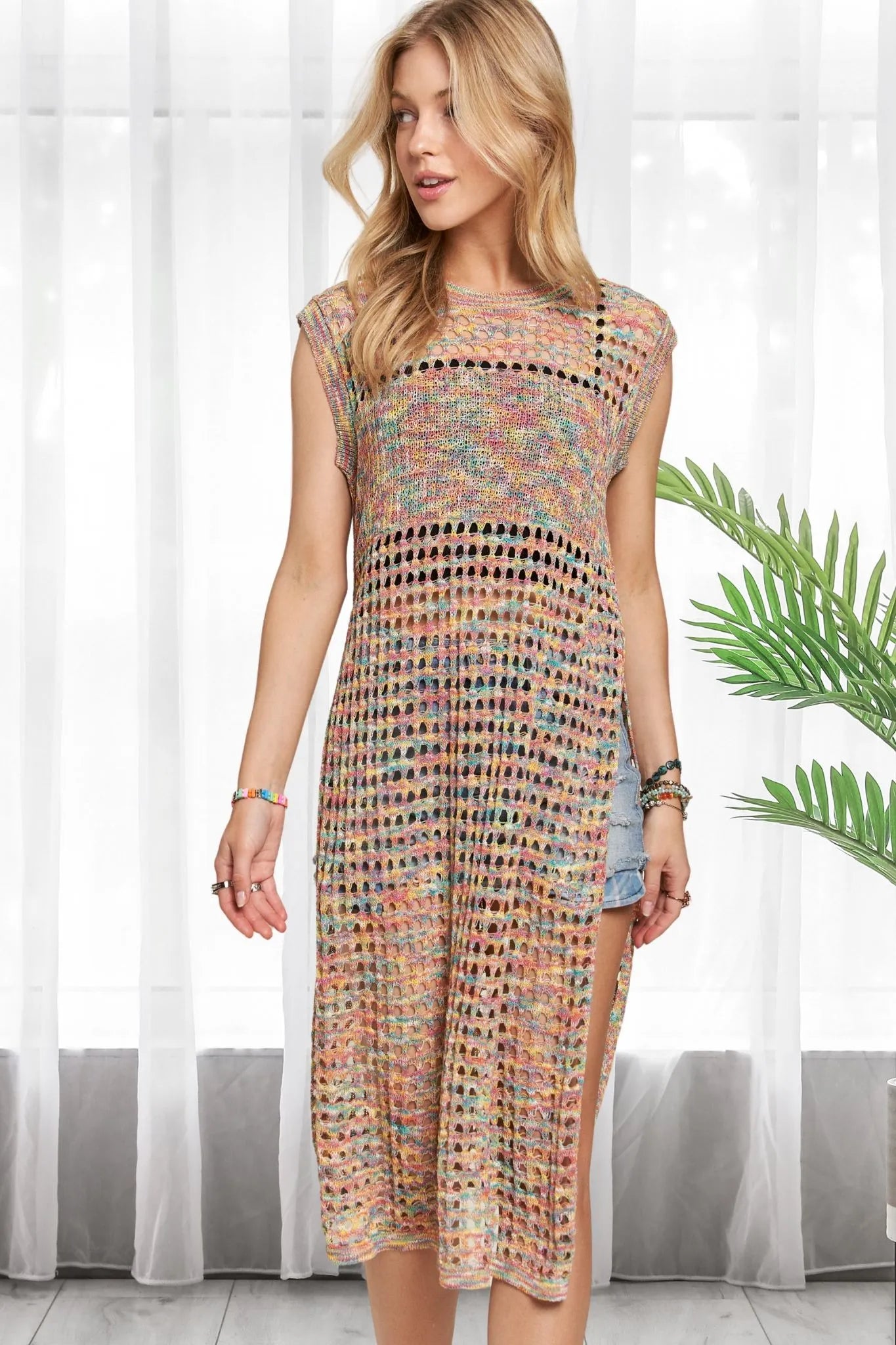 Multi Color Crochet Tunic Top – Boho Chic Style for Summer Days